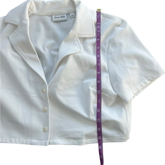 Sunday Best Shirt aritzia tuesday crop womens White preppy academia Size Small - Picture 9 of 9